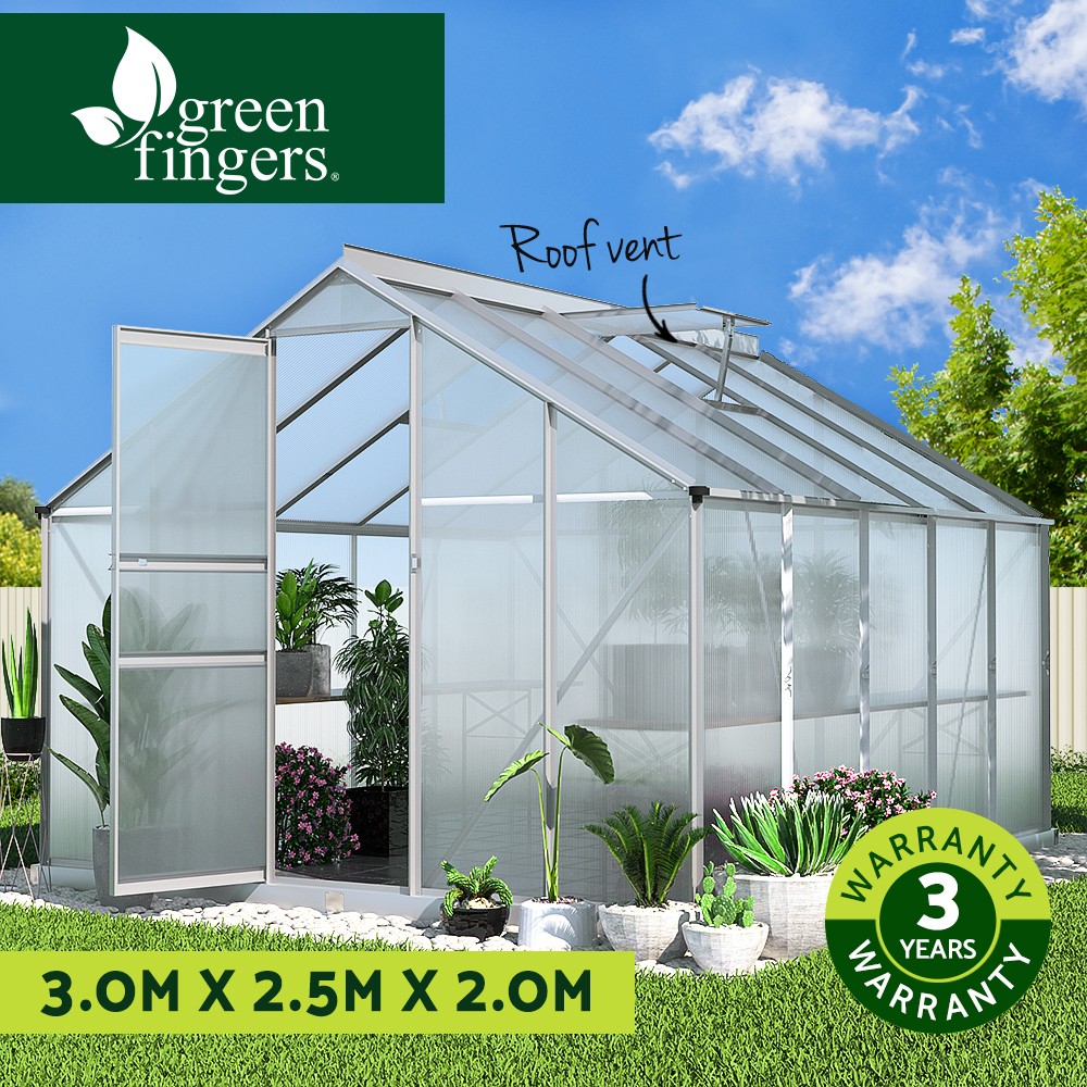 Green Fingers Greenhouse Aluminium Green House Polycarbonate Storage Garden - Picture 69 of 131