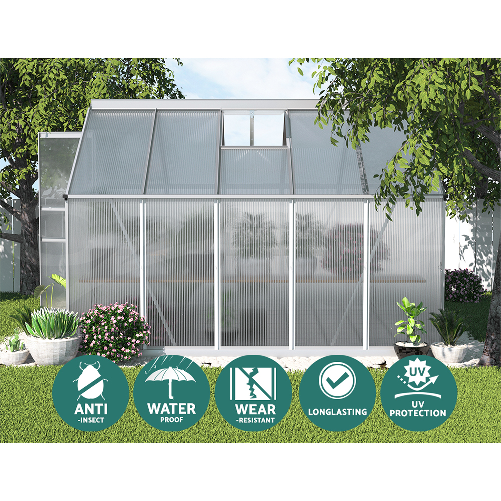 Green Fingers Greenhouse Aluminium Green House Polycarbonate Storage Garden - Picture 71 of 131