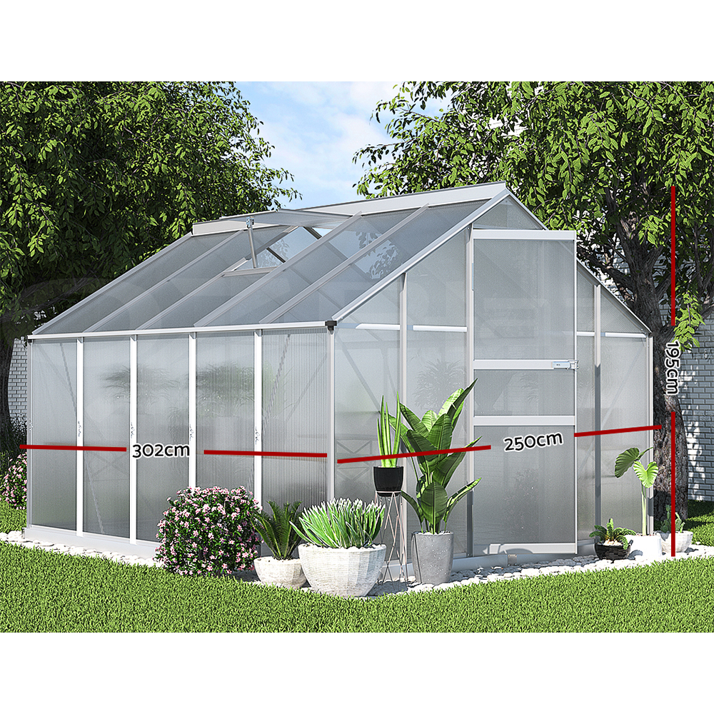 Green Fingers Greenhouse Aluminium Green House Polycarbonate Storage Garden - Picture 78 of 131