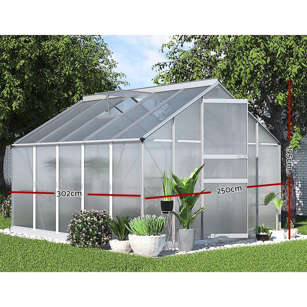 Green Fingers Greenhouse Aluminium Green House Polycarbonate Storage Garden - Picture 89 of 131