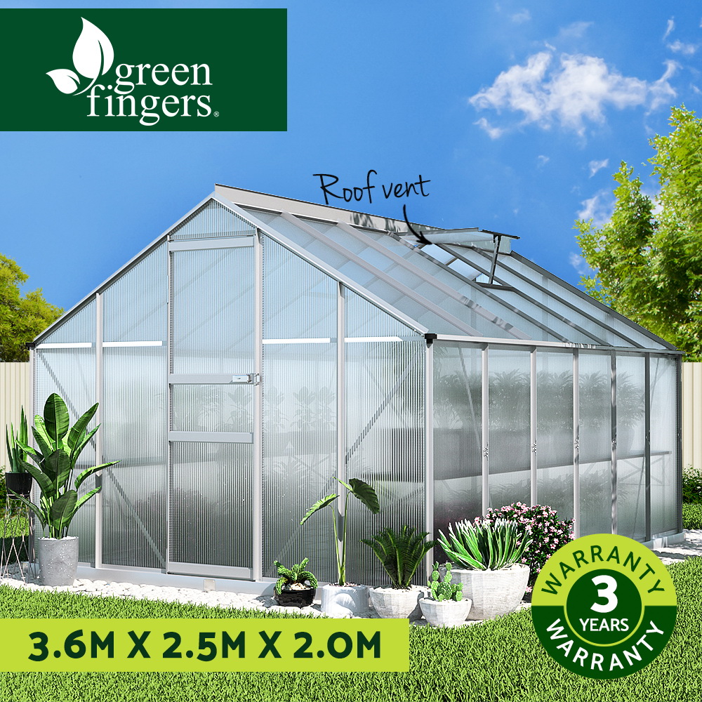 Green Fingers Greenhouse Aluminium Green House Polycarbonate Storage Garden - Picture 47 of 131