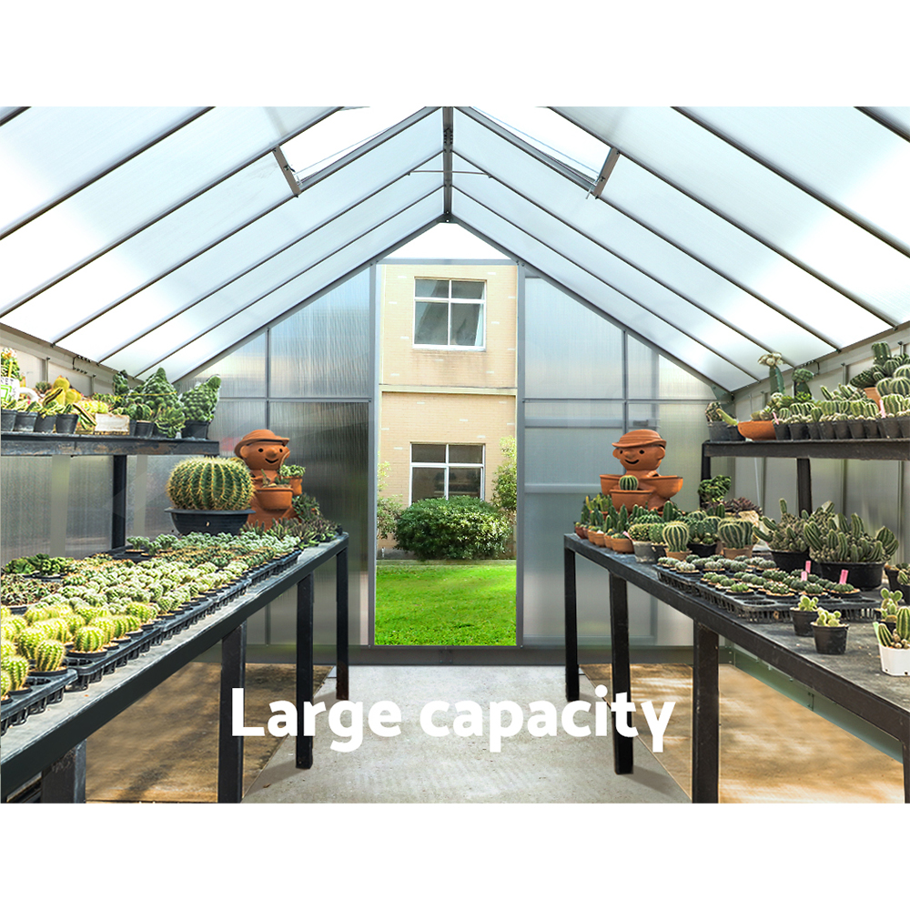 Green Fingers Greenhouse Aluminium Green House Polycarbonate Storage Garden - Picture 48 of 131