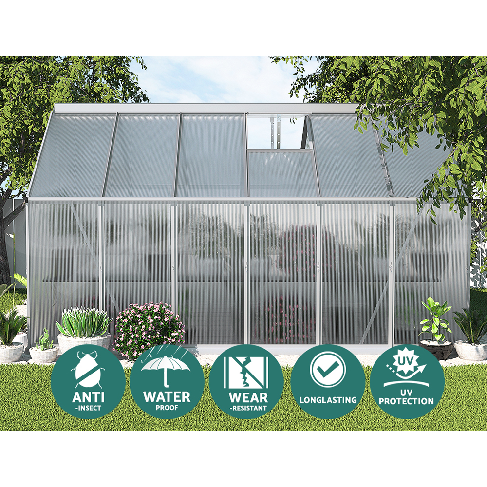 Green Fingers Greenhouse Aluminium Green House Polycarbonate Storage Garden - Picture 49 of 131