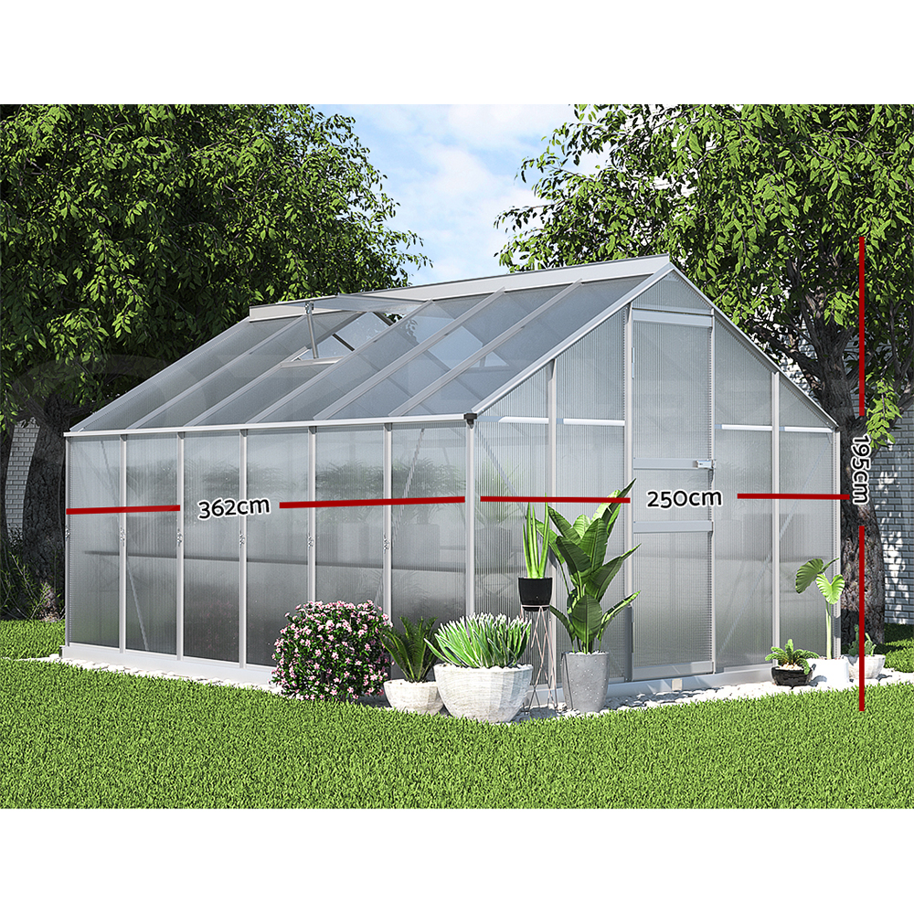 Green Fingers Greenhouse Aluminium Green House Polycarbonate Storage Garden - Picture 56 of 131