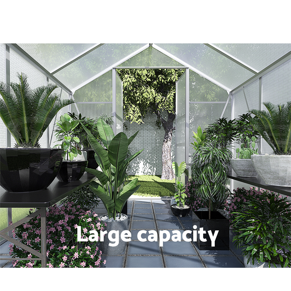 Green Fingers Greenhouse Aluminium Green House Polycarbonate Storage Garden - Picture 59 of 131