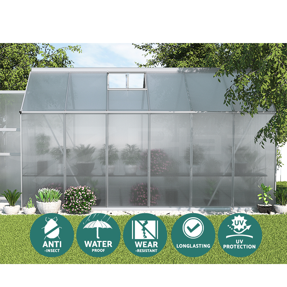 Green Fingers Greenhouse Aluminium Green House Polycarbonate Storage Garden - Picture 60 of 131