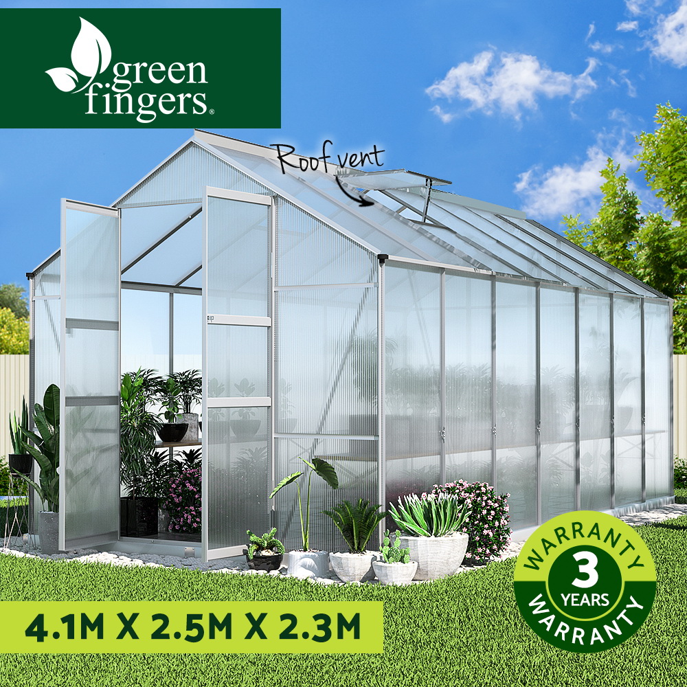 Green Fingers Greenhouse Aluminium Green House Polycarbonate Storage Garden - Picture 91 of 131