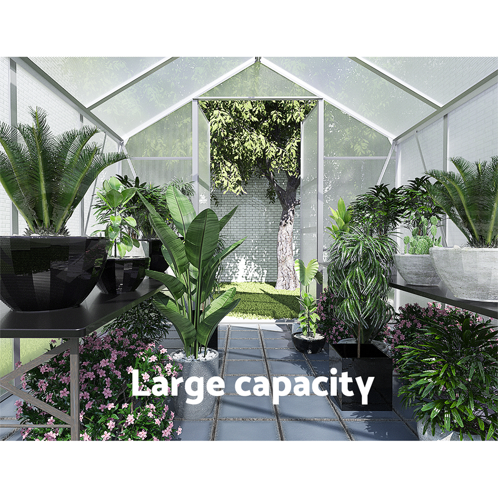 Green Fingers Greenhouse Aluminium Green House Polycarbonate Storage Garden - Picture 92 of 131