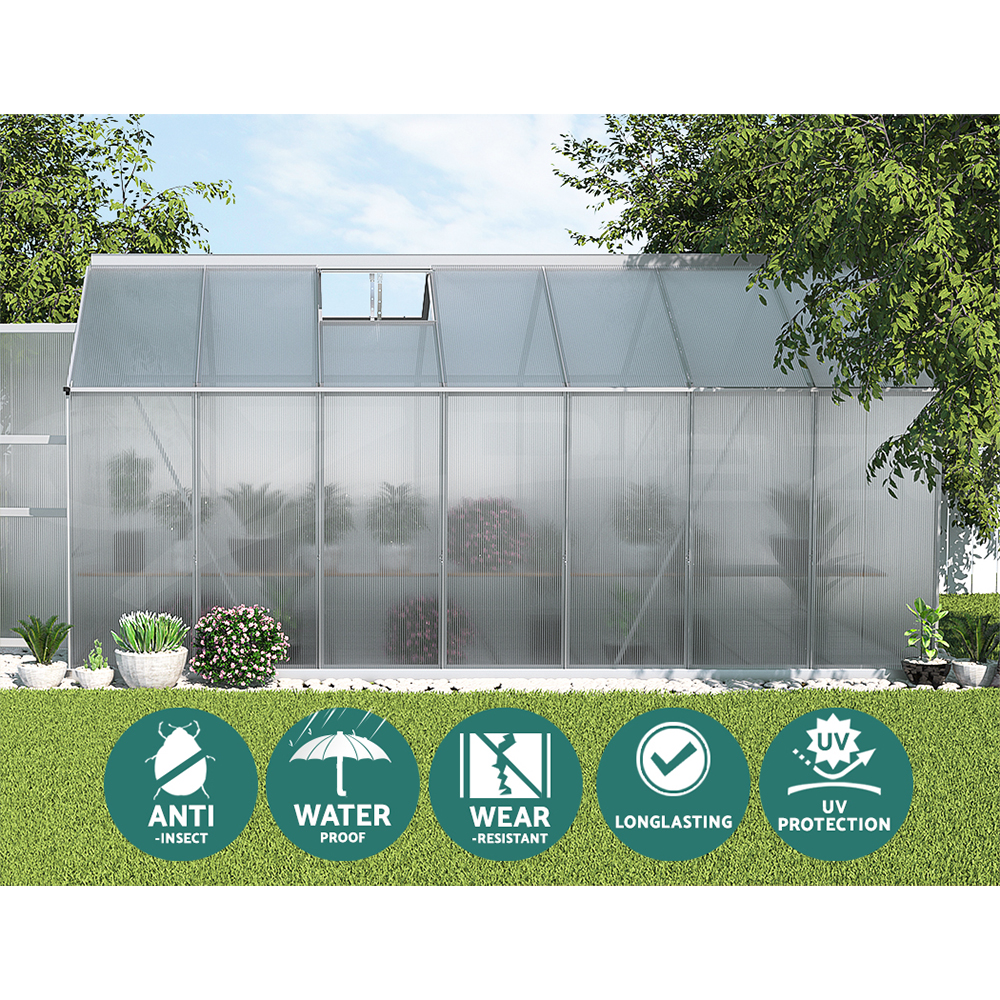 Green Fingers Greenhouse Aluminium Green House Polycarbonate Storage Garden - Picture 93 of 131