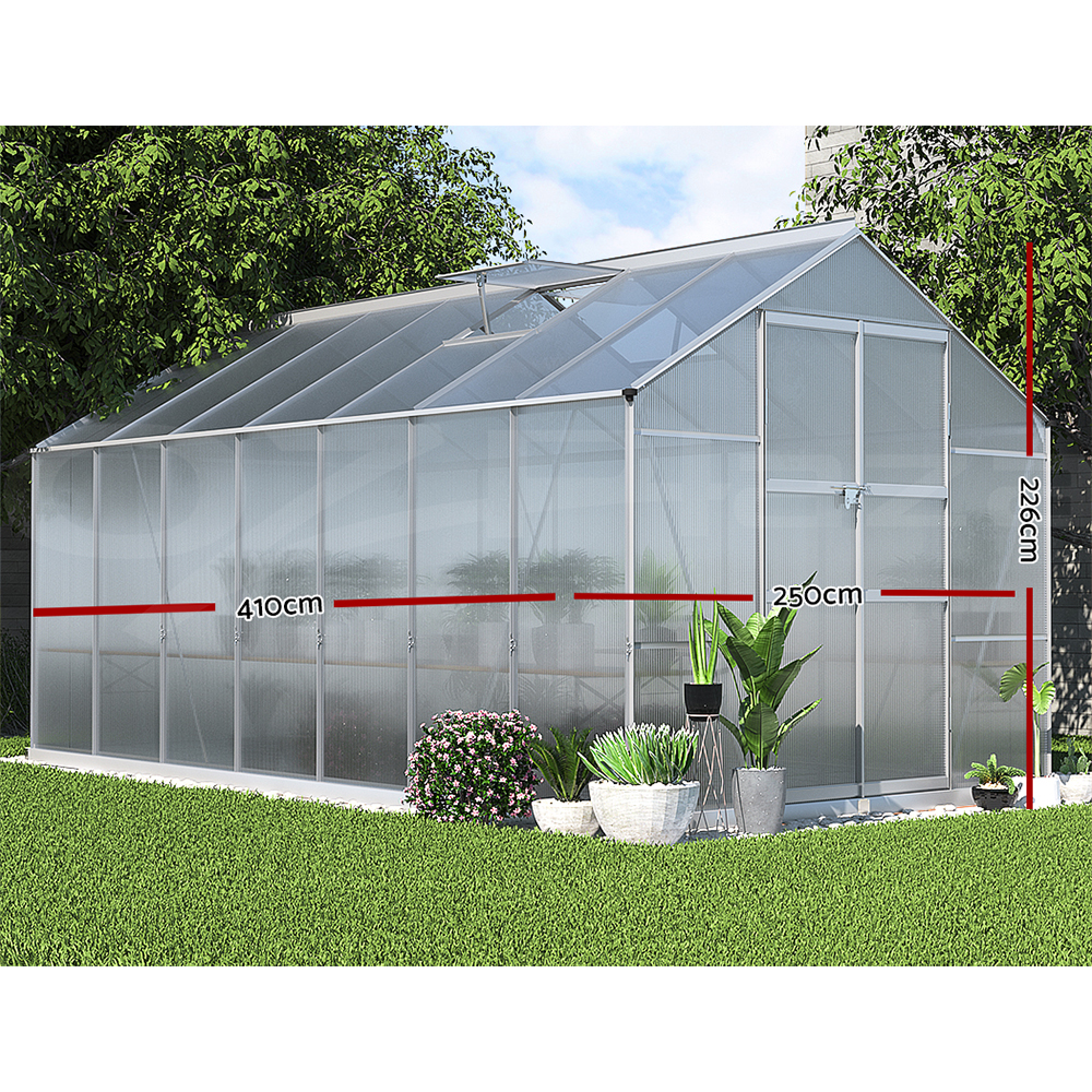 Green Fingers Greenhouse Aluminium Green House Polycarbonate Storage Garden - Picture 100 of 131