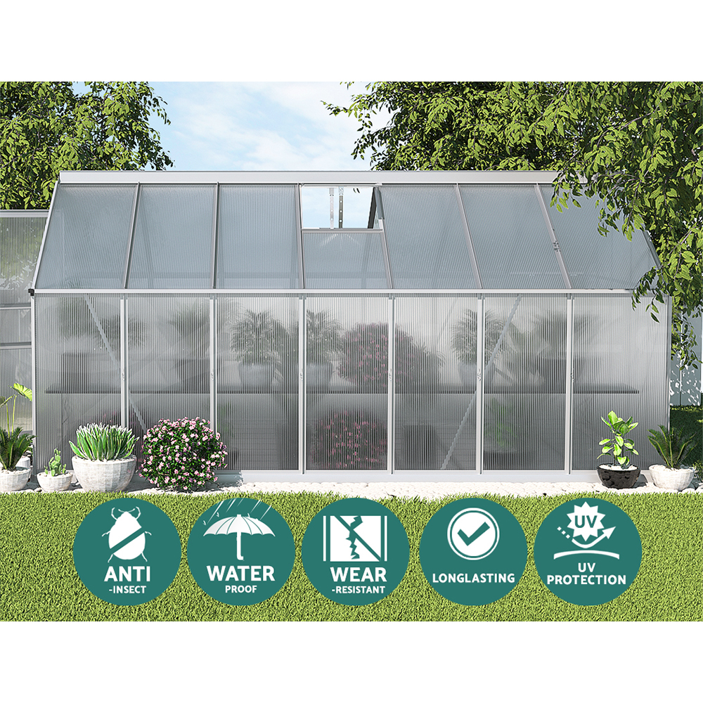 Green Fingers Greenhouse Aluminium Green House Polycarbonate Storage Garden - Picture 104 of 131