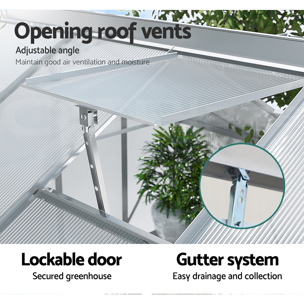 Green Fingers Greenhouse Aluminium Green House Polycarbonate Storage Garden - Picture 109 of 131