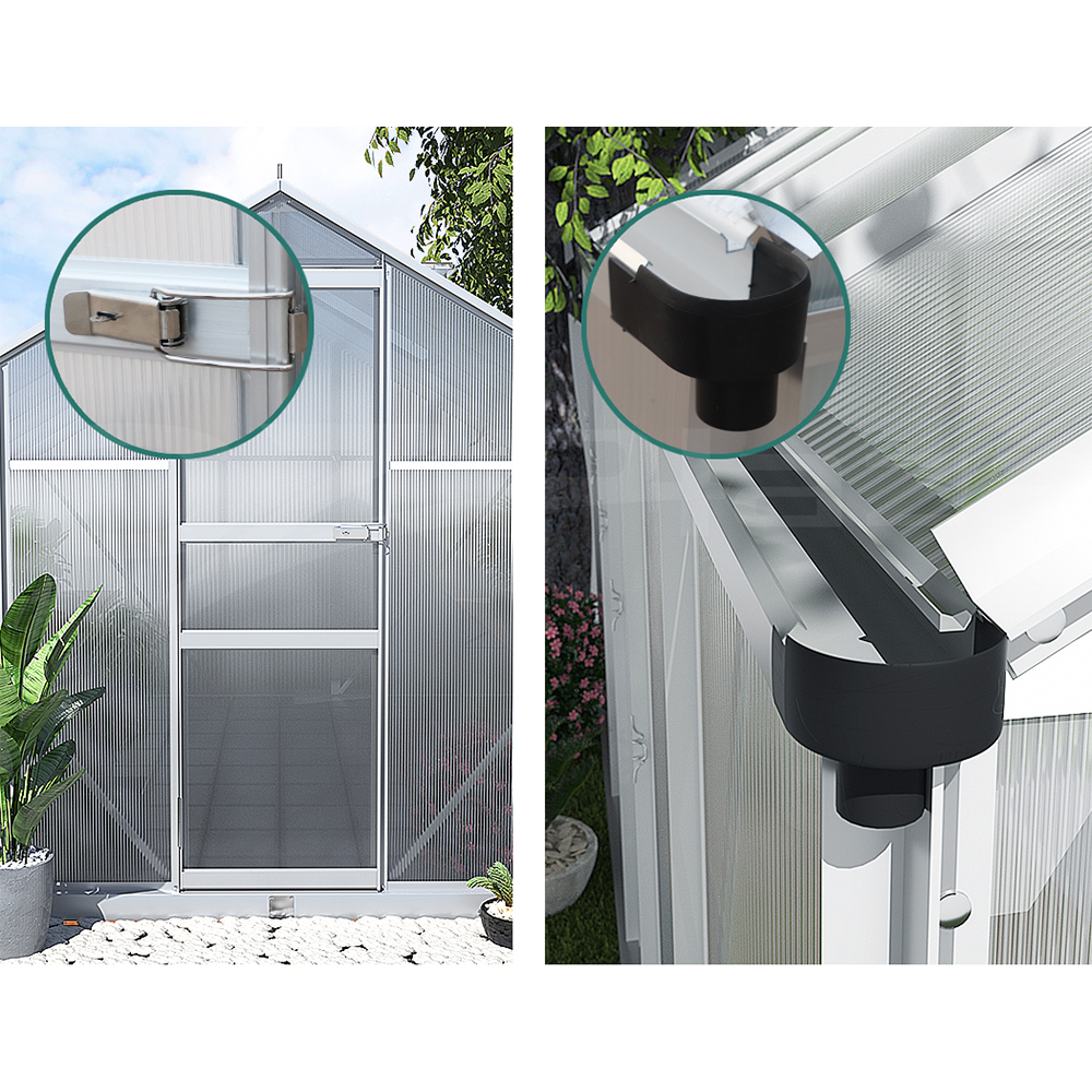 Green Fingers Greenhouse Aluminium Green House Polycarbonate Storage Garden - Picture 110 of 131