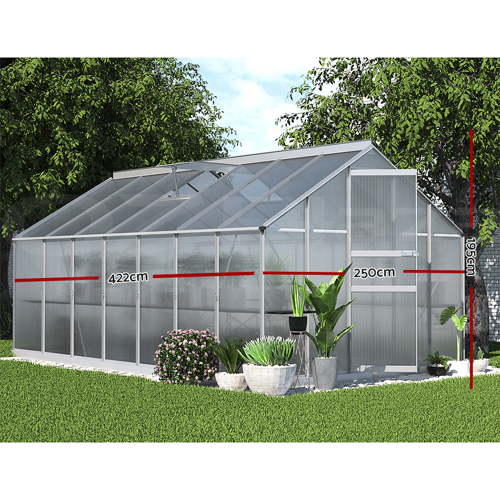 Green Fingers Greenhouse Aluminium Green House Polycarbonate Storage Garden - Picture 111 of 131