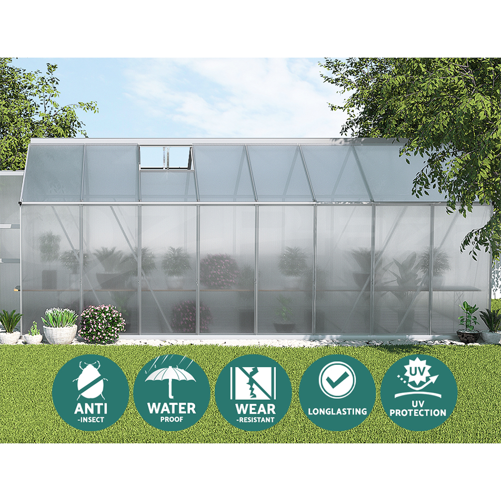 Green Fingers Greenhouse Aluminium Green House Polycarbonate Storage Garden - Picture 115 of 131