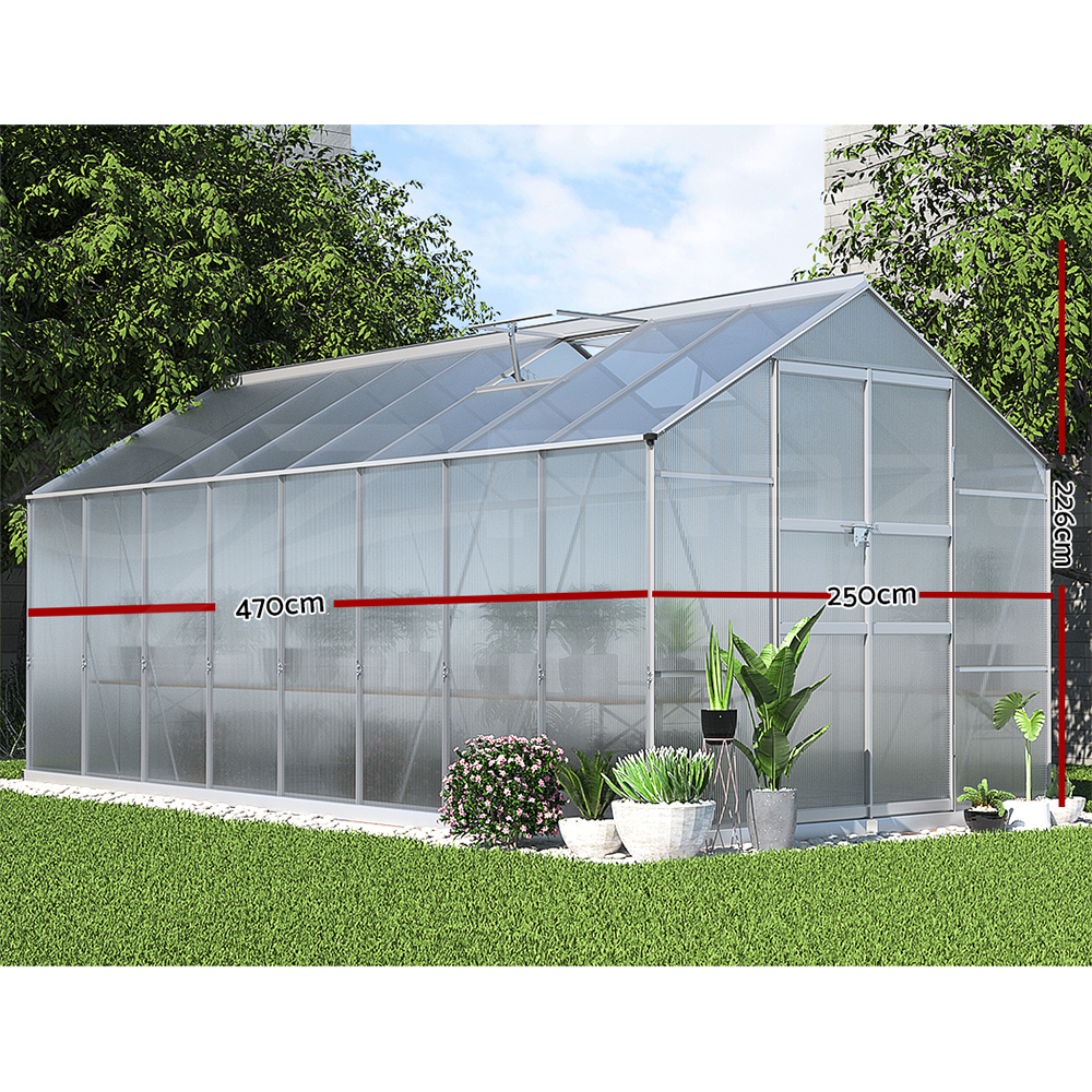 Green Fingers Greenhouse Aluminium Green House Polycarbonate Storage Garden - Picture 122 of 131