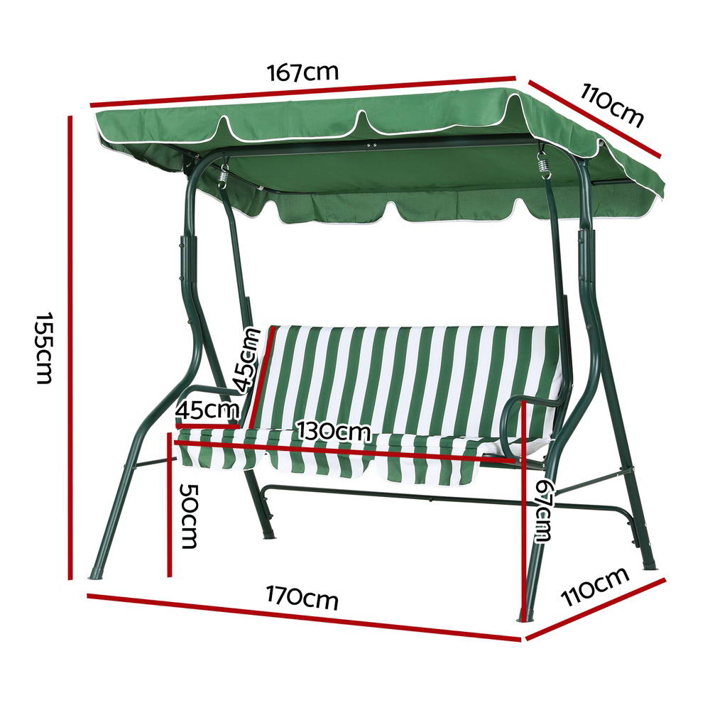 Gardeon Outdoor Swing Chair Garden Bench Furniture Canopy 3 Seater - Picture 18 of 23