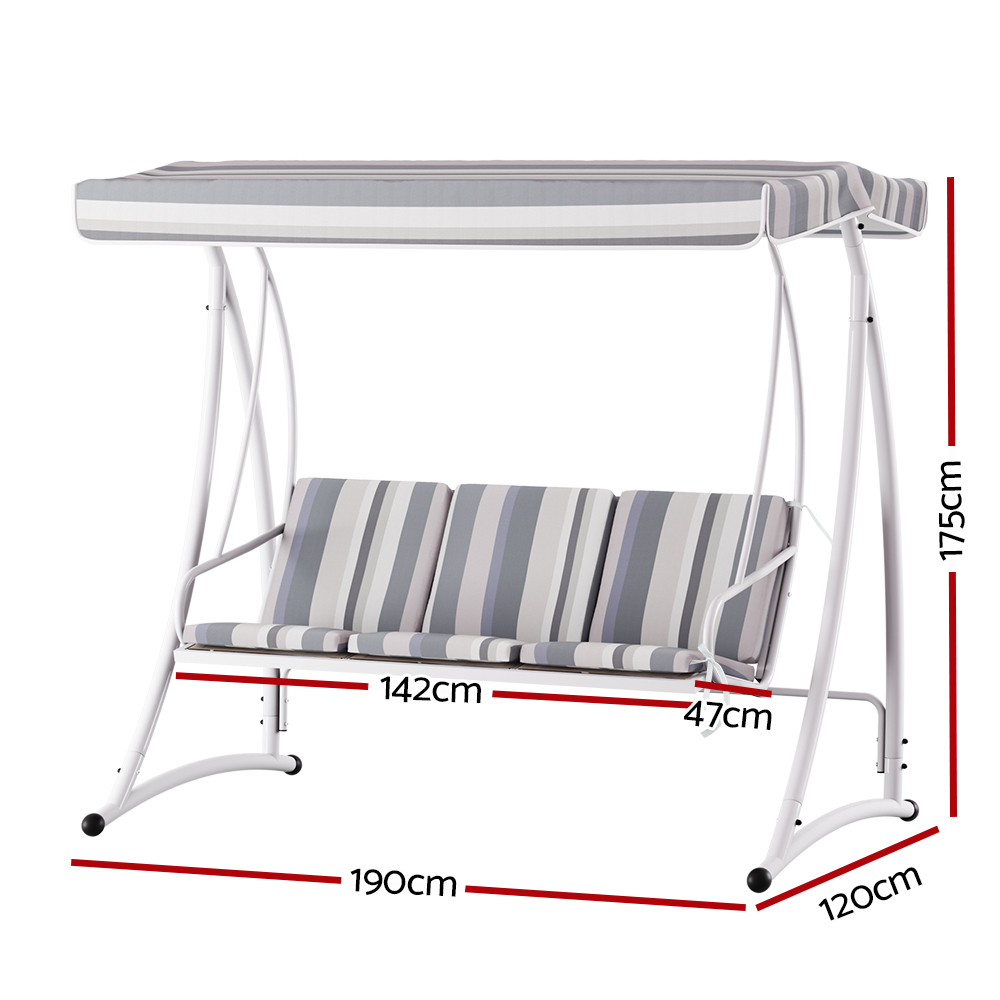 Gardeon Outdoor Swing Chair Garden Bench Furniture Canopy 3 Seater - Picture 11 of 23