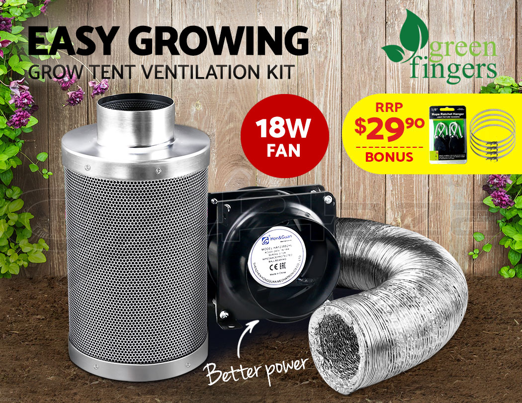 Greenfingers 4"Hydroponics Grow Tent Kit Ventilation Kit Fan Carbon