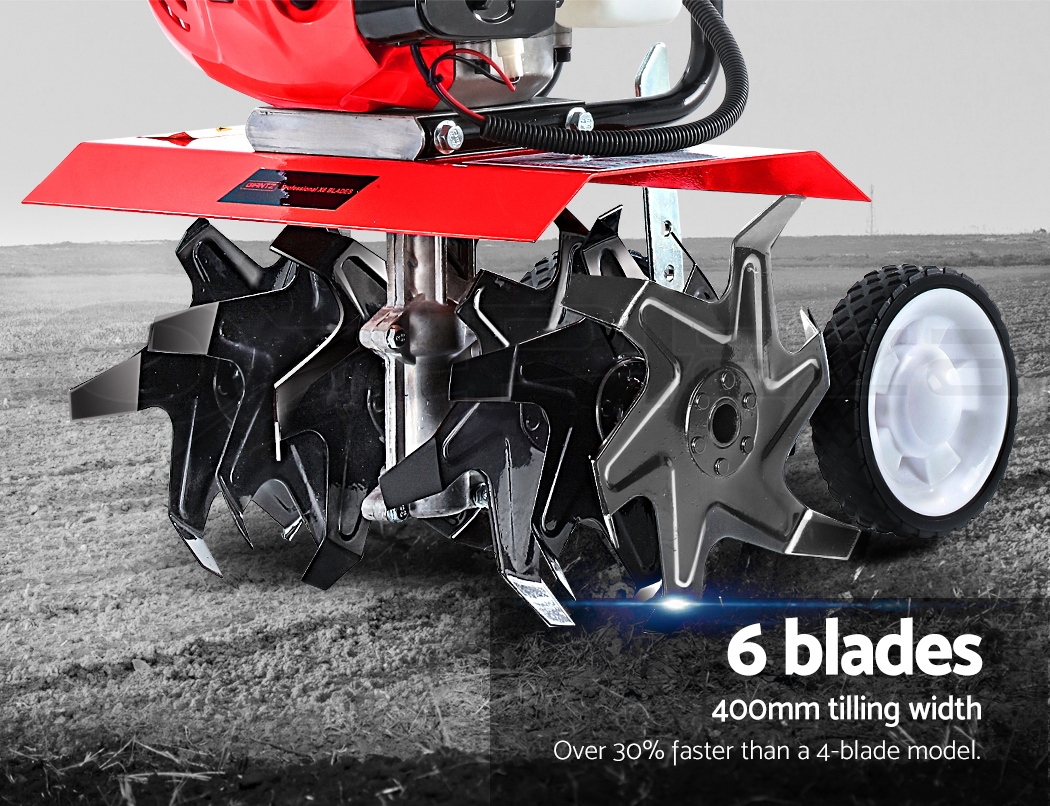 Giantz 88CC Garden Cultivator Tiller Petrol 36 Tines Rototiller Rotary