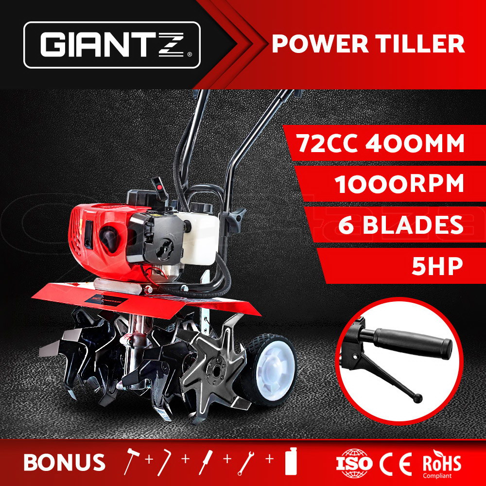 Giantz 65/72/88CC Garden Cultivator Petrol Tiller Rotary 4/6 Blades