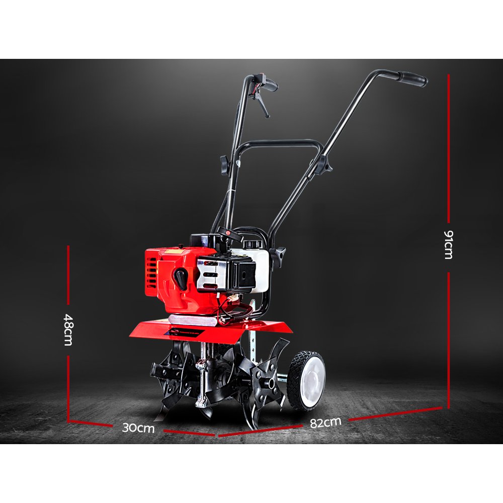 Giantz 65/72/88CC Garden Cultivator Petrol Tiller Rotary 4/6 Blades