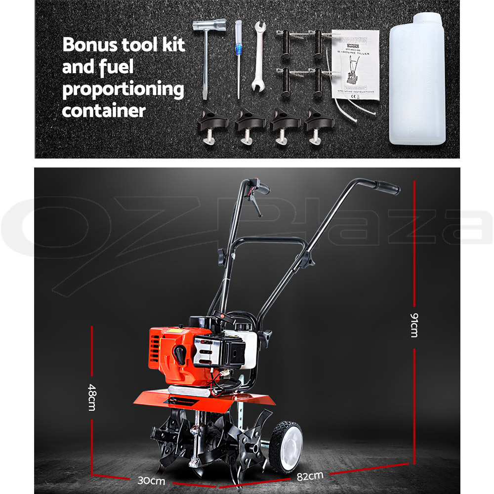 Giantz Garden Cultivator 65CC Tiller Petrol Rotary Hoe Mini 4 Tine