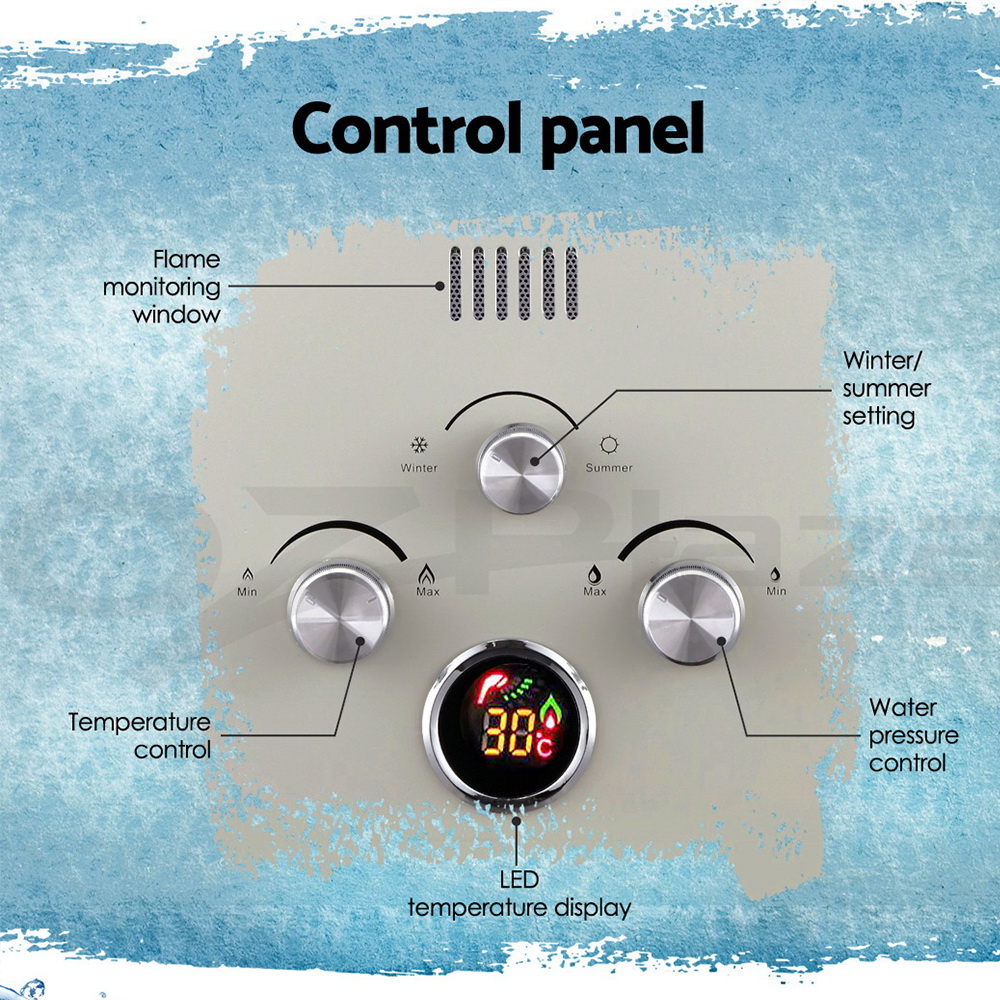 Devanti Instant Gas Hot Water System Heater Portable Shower LPG Caravan