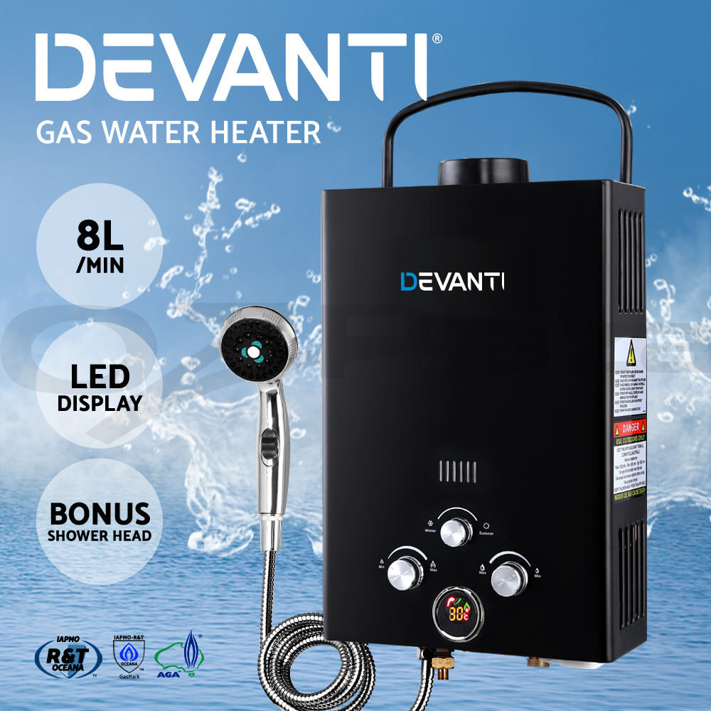 Devanti Gas Hot Water Heater Portable Shower Pump Camping LPG Caravan Outdoor - Picture 12 of 99