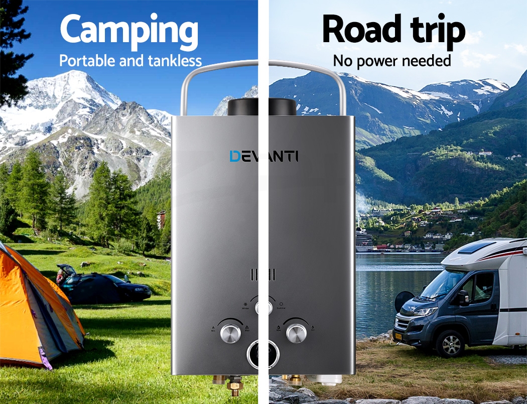 DEVANTi Outdoor Gas Hot Water Heater Portable Shower Camping LPG