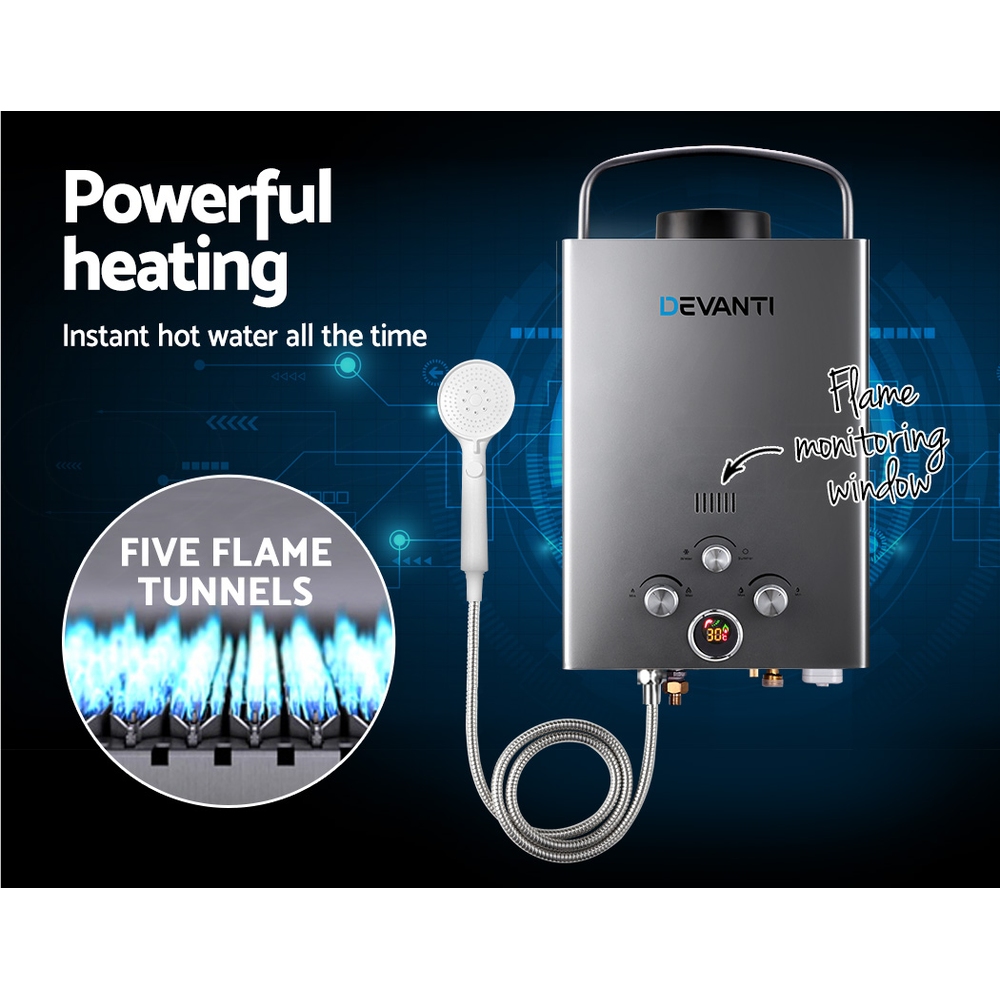 Devanti Gas Hot Water Heater Portable Shower Pump Camping LPG Caravan Outdoor - Picture 51 of 99