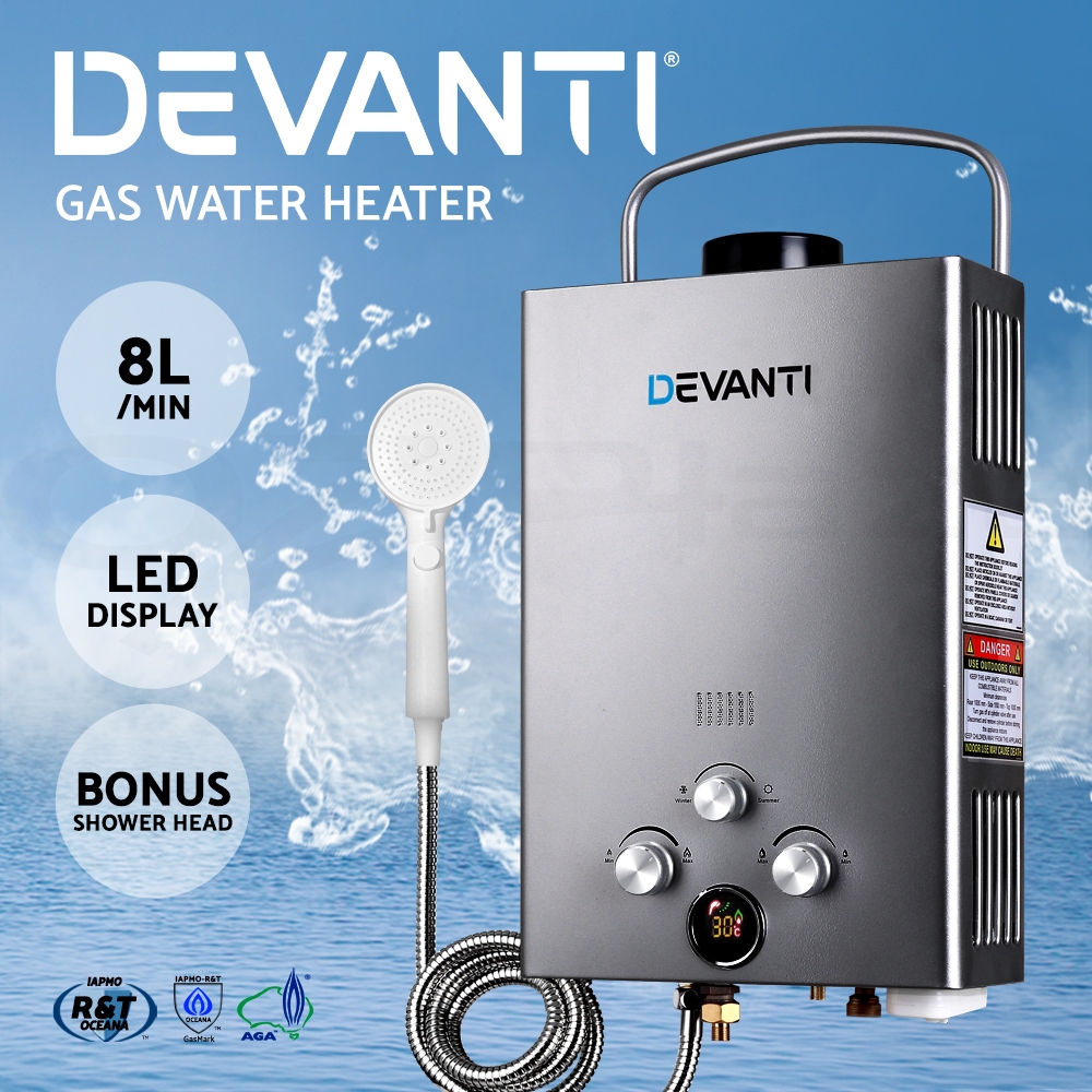 Devanti Gas Hot Water Heater Portable Shower Pump Camping LPG Caravan Outdoor - Picture 34 of 99