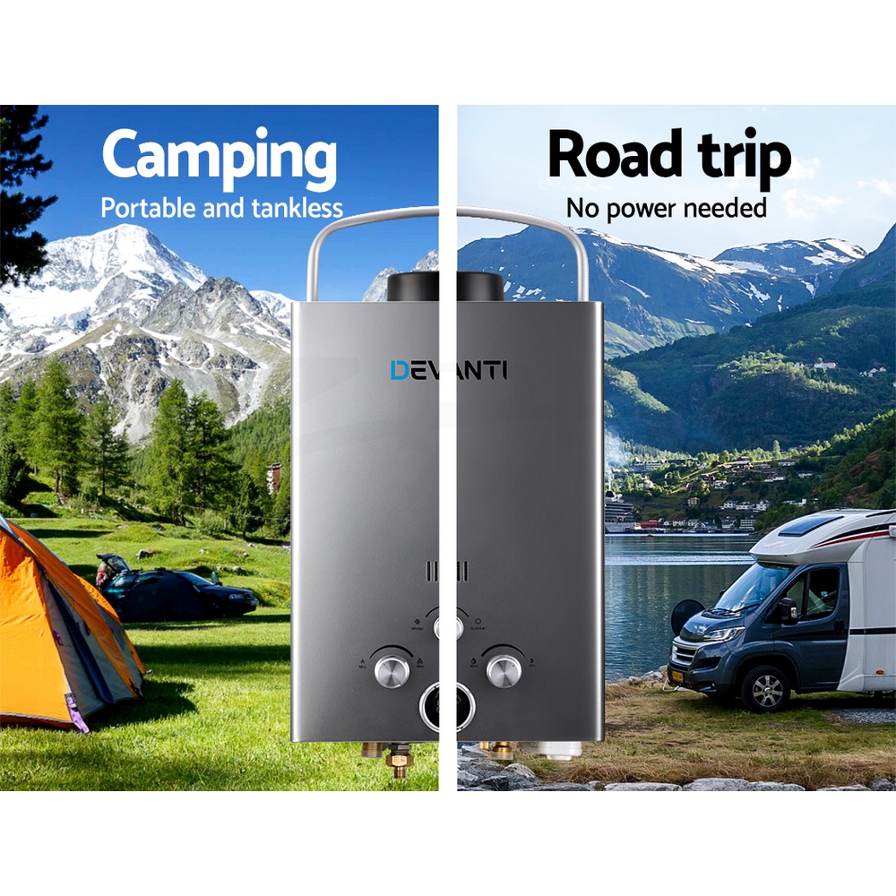 Devanti Gas Hot Water Heater Portable Shower Pump Camping LPG Caravan Outdoor - Picture 35 of 99