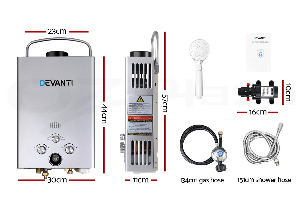 Devanti Gas Hot Water Heater Portable Shower Pump Camping LPG Caravan Outdoor - Picture 77 of 99
