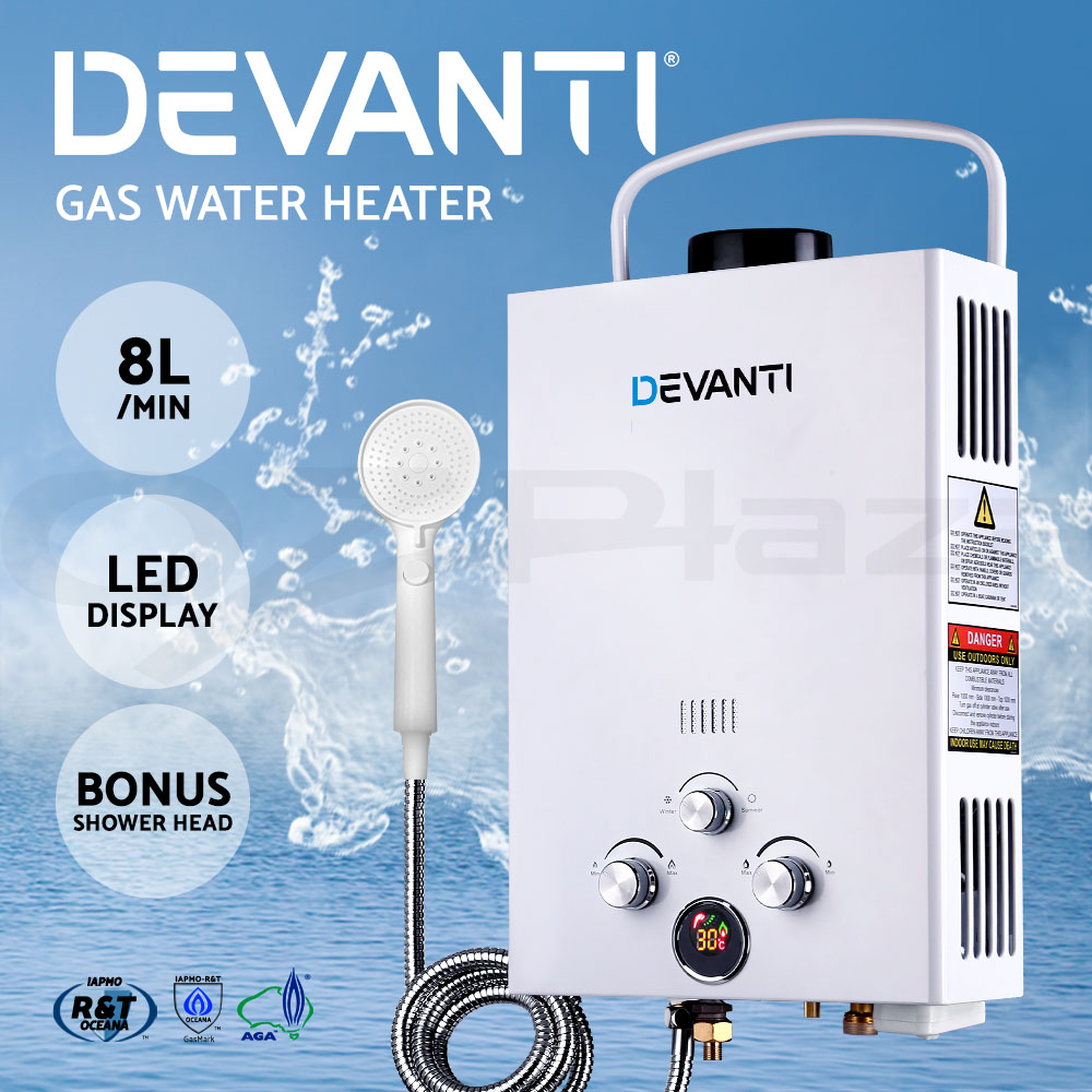 Devanti Gas Hot Water Heater Portable Shower Pump Camping LPG Caravan Outdoor - Picture 78 of 99