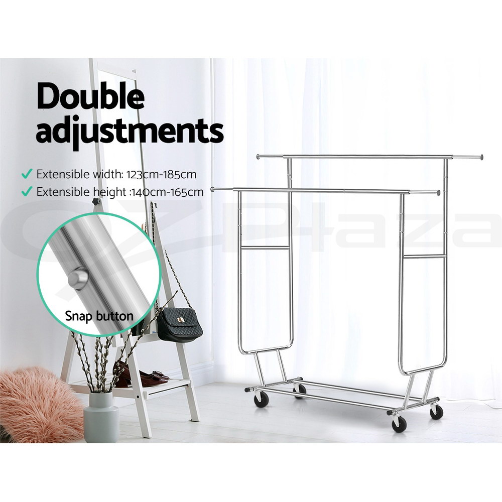 Artiss Clothes Coat Garment Rack Stand Rolling Hanger Airer Portable Adjustable - Picture 14 of 32