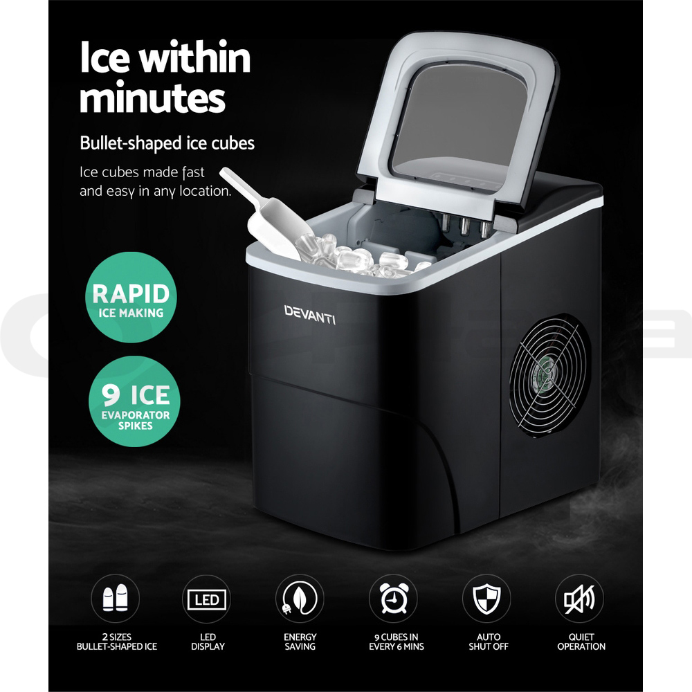Devanti Ice Maker Machine Commercial Portable Ice Cube Tray Bar Countertop Party - Picture 14 of 44