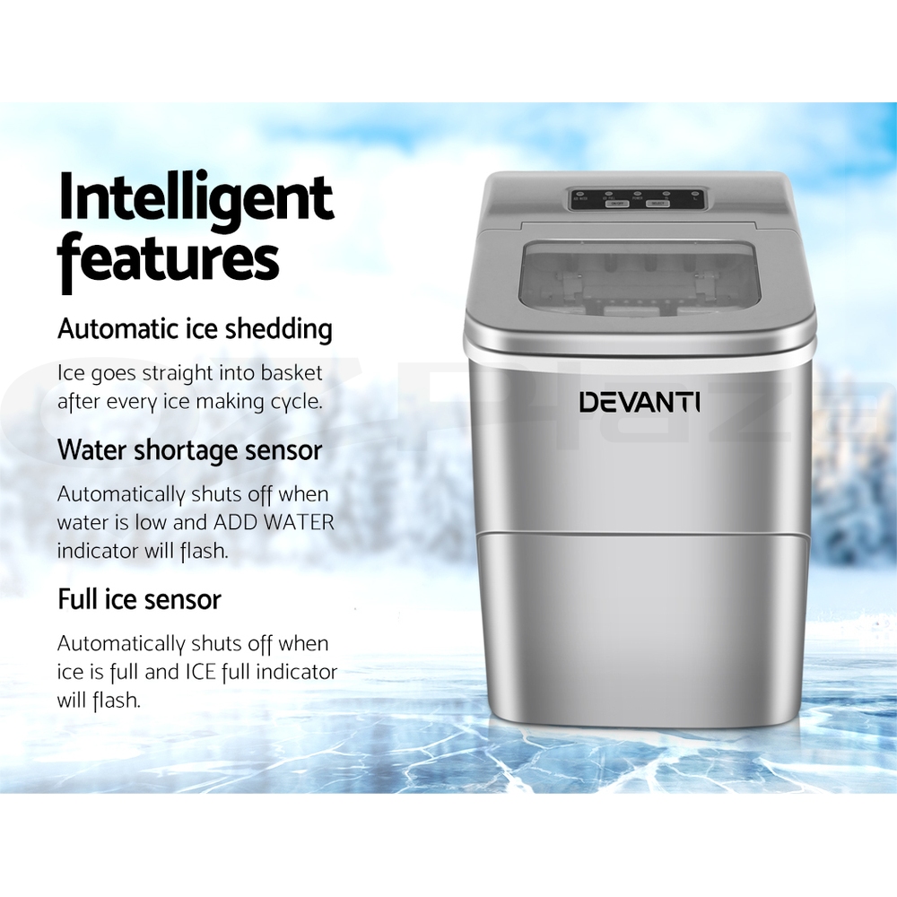 Devanti Ice Maker Machine Commercial Portable Ice Cube Tray Bar Countertop Party - Picture 36 of 44