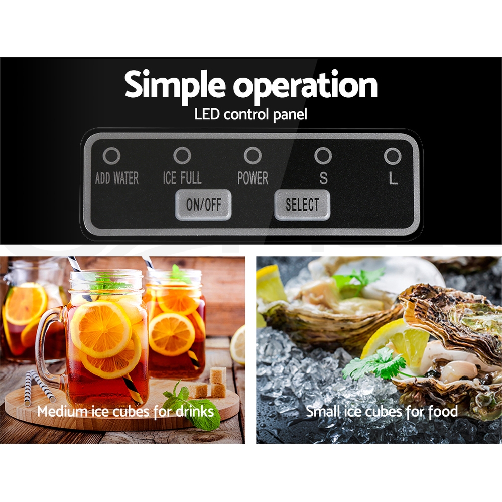 Devanti Ice Maker Machine Commercial Portable Ice Cube Tray Bar Countertop Party - Picture 37 of 44
