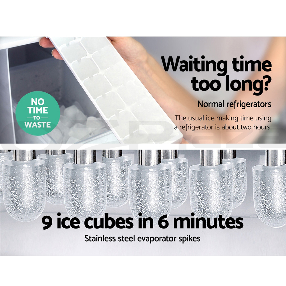 Devanti Ice Maker Machine Commercial Portable Ice Cube Tray Bar Countertop Party - Picture 25 of 44
