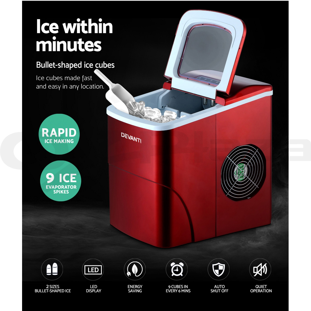 Devanti Ice Maker Machine Commercial Portable Ice Cube Tray Bar Countertop Party - Picture 26 of 44
