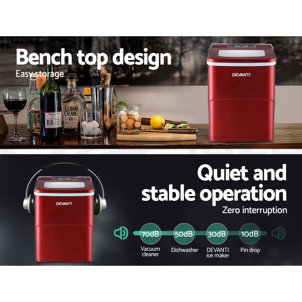 Devanti Ice Maker Machine Commercial Portable Ice Cube Tray Bar Countertop Party - Picture 31 of 44