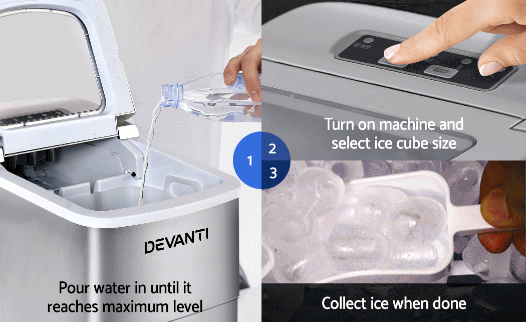 Devanti Portable Ice Maker Commercial Machine Ice Cube 2L Bar Countertop Silver 9350062158838 eBay