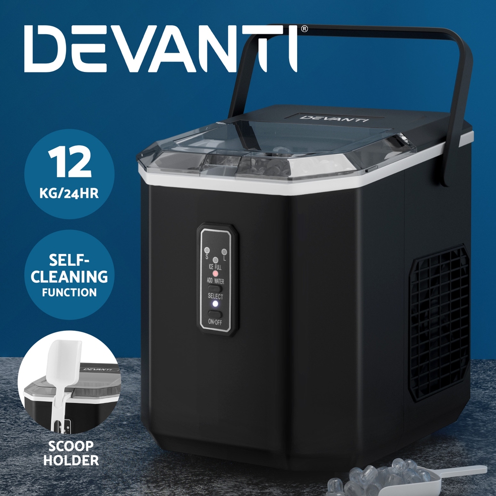 Devanti Ice Maker 12kg/Day Portable Countertop Bullet Ice Machine Compact Quiet - Picture 9 of 14
