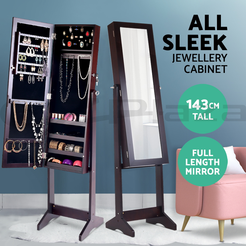 Mirror Jewellery Makeup Storage Ear Ring Necklace Box Floor