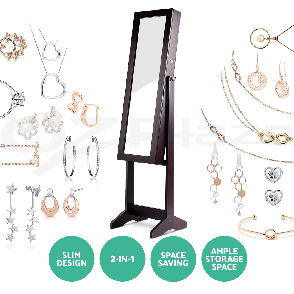 Mirror Jewellery Makeup Storage Ear Ring Necklace Box Floor