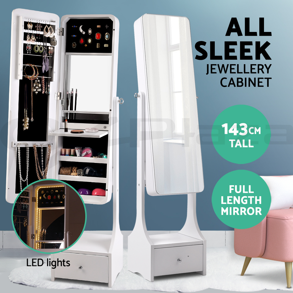 Mirror Jewellery Makeup Storage Ear Ring Necklace Box Floor