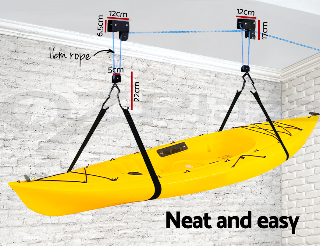 2x Kayak Hoist Bike Lift Pulley System Garage Ceiling ...