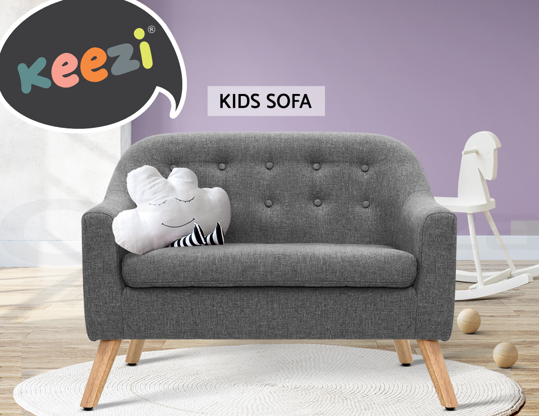 Keezi Kids Sofa Armchair Lounge Chair Chairs Children Couch Double Fabric Grey EBay