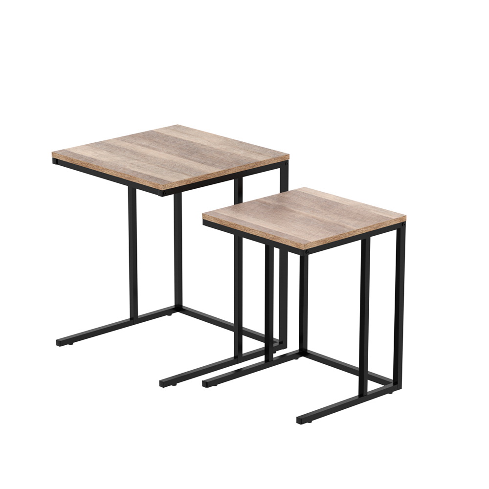 Artiss Coffee Table Side Tables Set of 2 Nesting Table Wooden Top Rustic Vintage - Picture 14 of 18